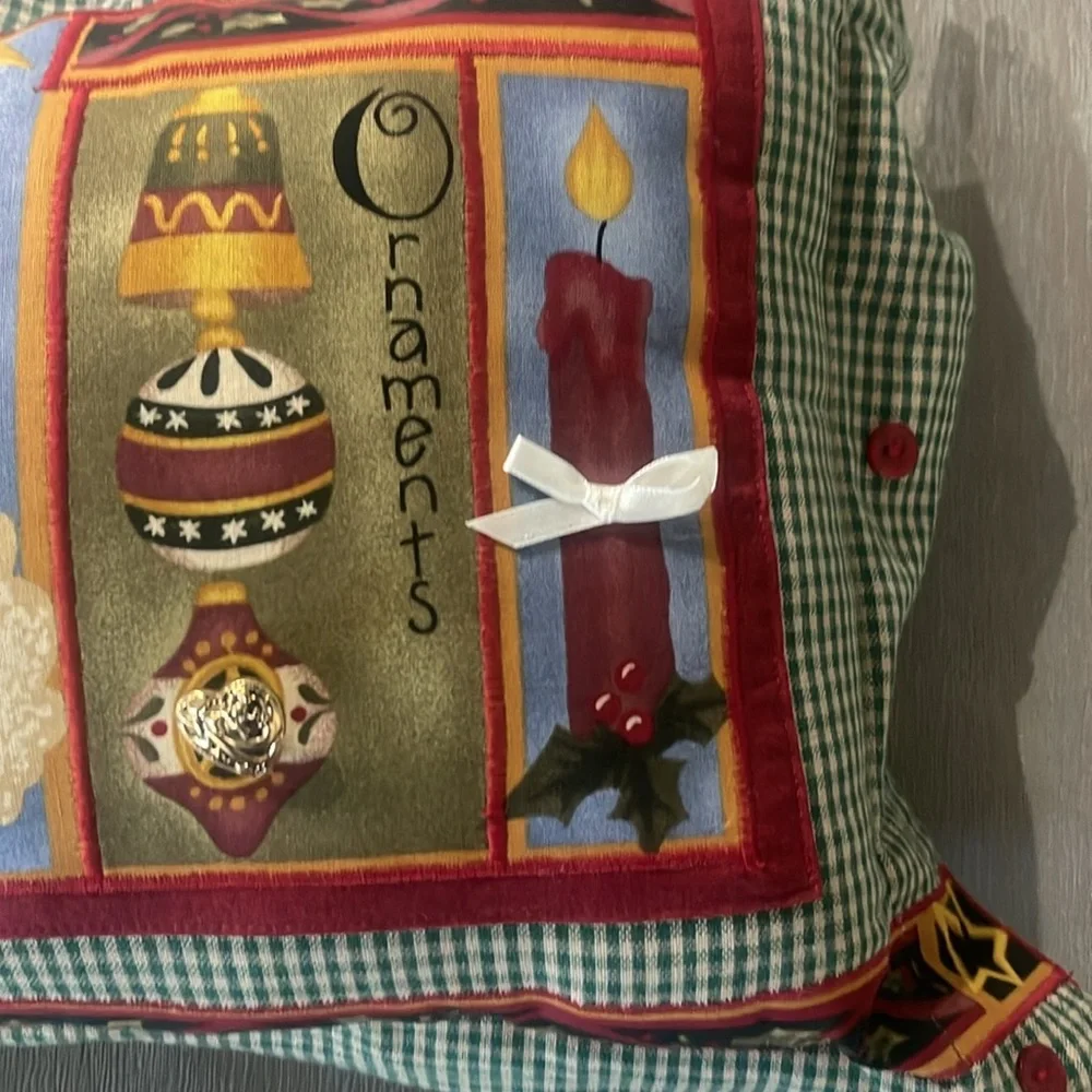 Christmas Nativity plaid throw pillow cottagecore americana holiday prairie